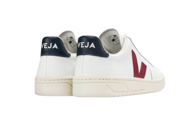 VEJA V-12 LEATHER WHITE MARSALA NAUTICA