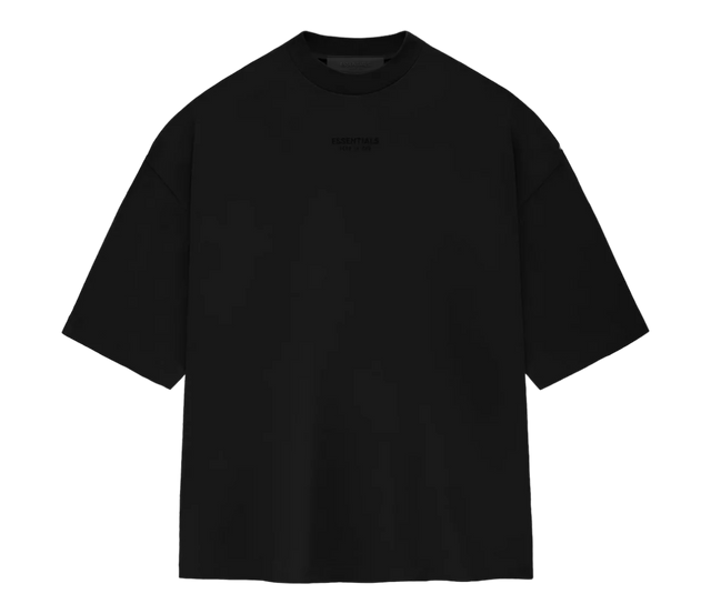 TEE ESSENTIALS JET BLACK SMALL LOGO