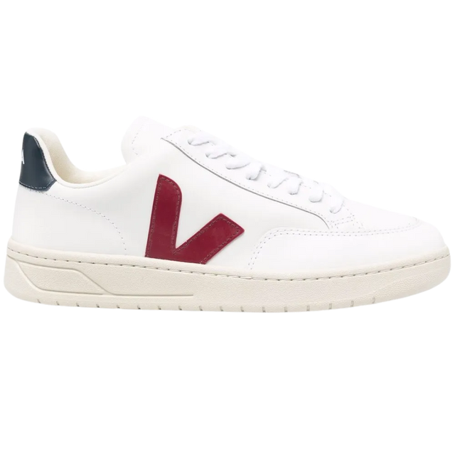 VEJA V-12 LEATHER WHITE MARSALA NAUTICA