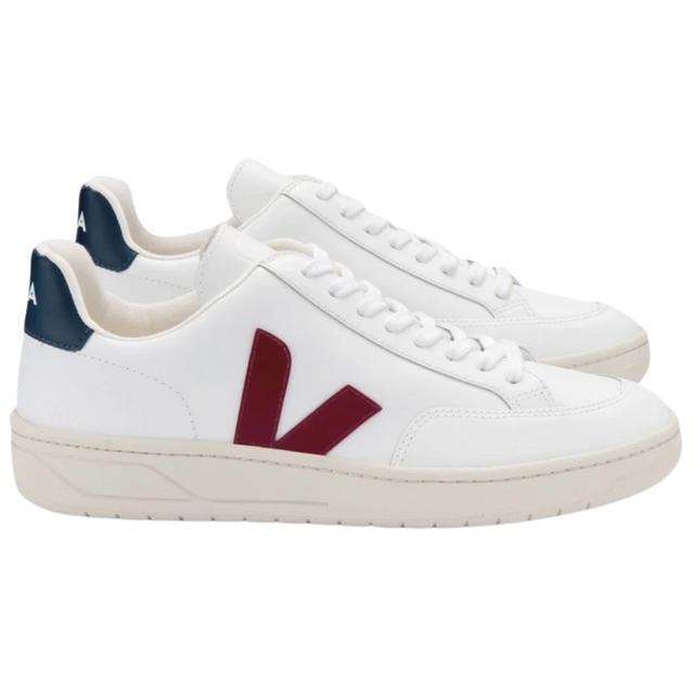 VEJA V-12 LEATHER WHITE MARSALA NAUTICA