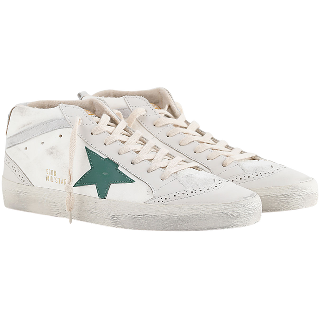 GOLDEN GOOSE MID STAR CREAM GREEN SILVER
