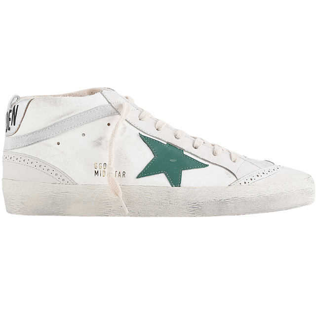GOLDEN GOOSE MID STAR CREAM GREEN SILVER
