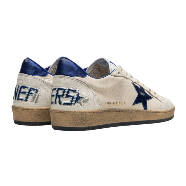 GOLDEN GOOSE BALLSTAR WHITE/METALLIC BLUE.