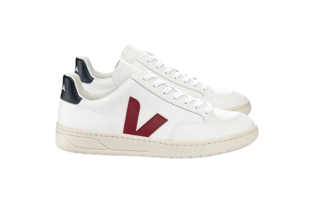 VEJA V-12 LEATHER WHITE MARSALA NAUTICA