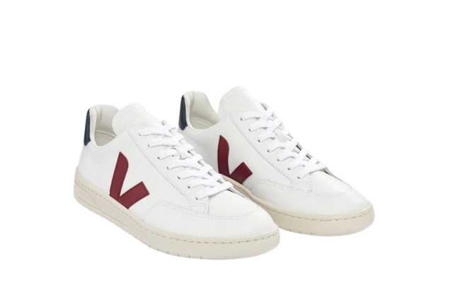 VEJA V-12 LEATHER WHITE MARSALA NAUTICA