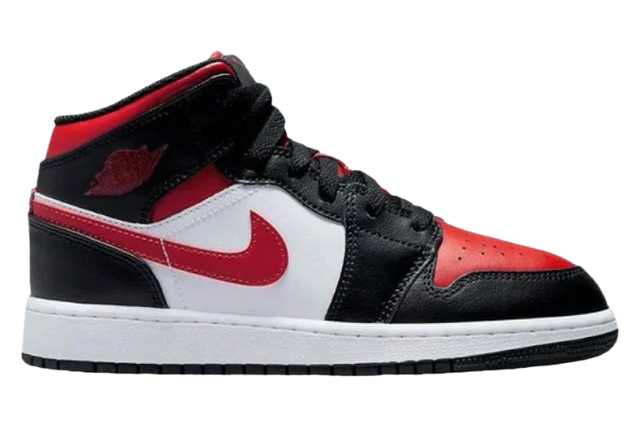 JORDAN 1 MID BLACK FIRE RED (GS)