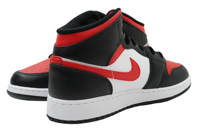 JORDAN 1 MID BLACK FIRE RED (GS)