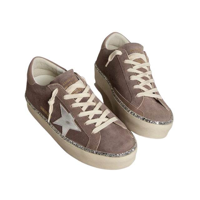 GOLDEN GOOSE HI STAR WITH LIST TABACCO SILVER