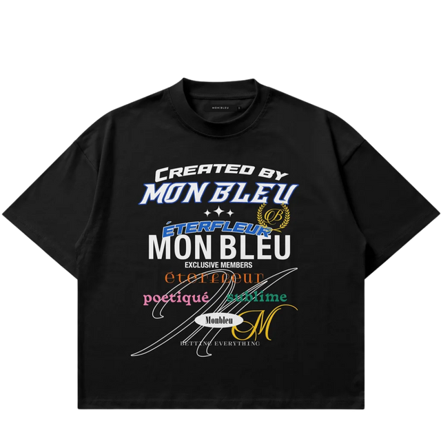 TEE MON BLUE NEW LOGOS BLACK