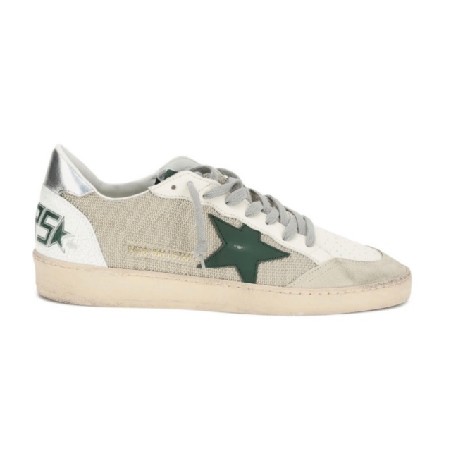 GOLDEN GOOSE BALL STAR NYLON TONGUE MILK GREEN