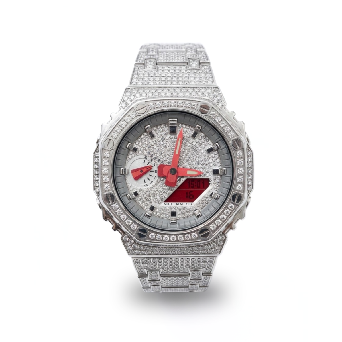 CASIO G-SHOCK GA-2100 CUSTOM FULL ZIRCONIAS SILVER